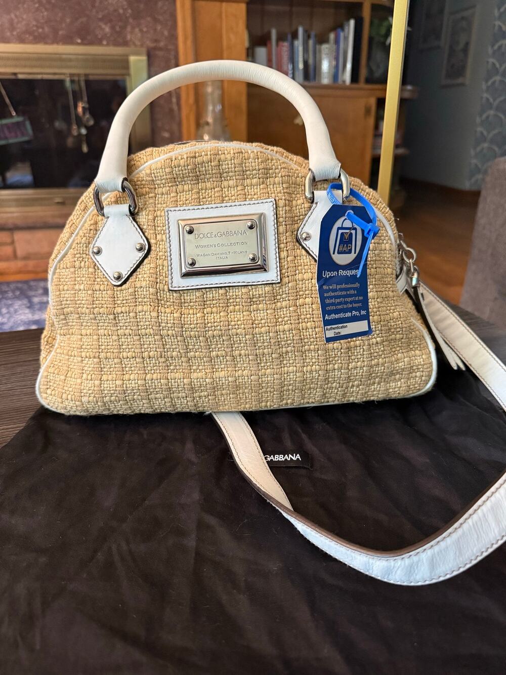 Dolce & Gabbana Miss Biz Woven Raffia Dome Satchel Bag